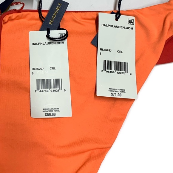 POLO Ralph Lauren Orange and Red Reversible Bikini - Picture 15 of 16